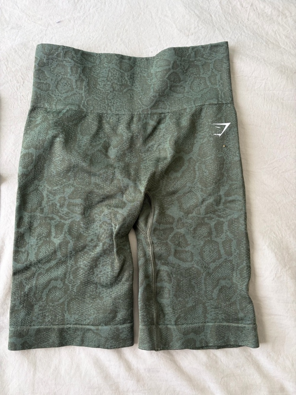 Gymshark Olive Green Camo Seamless Biker Shorts
